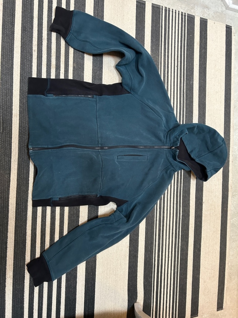 lululemon athletica Teal/blue large Zip-Up Hooded Sweater with Black Trim